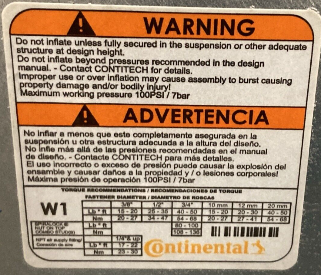 NEW GENUINE Continental 64645 AIR SPRING BAG 10 10.5-15 P460 CT