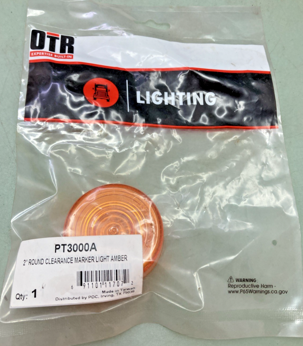 Qty 2 New Genuine OTR PT3000A Round Clearance Marker Light Amber 2"