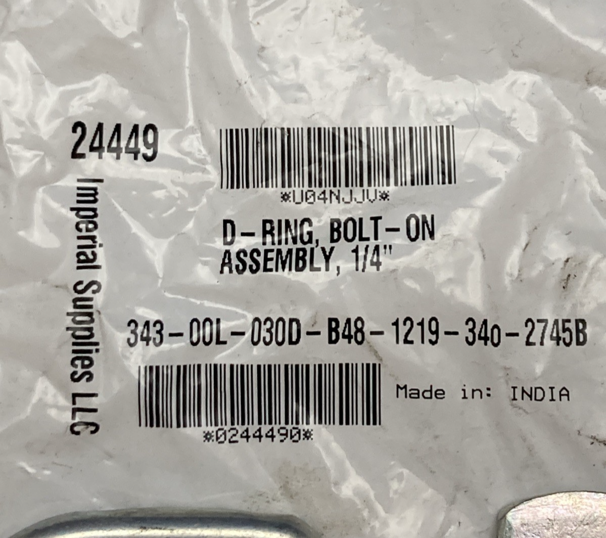 Qty 3 New Genuine Imperial Supplies 24449 D-Ring, Bolt-On Assembly, 1/4"