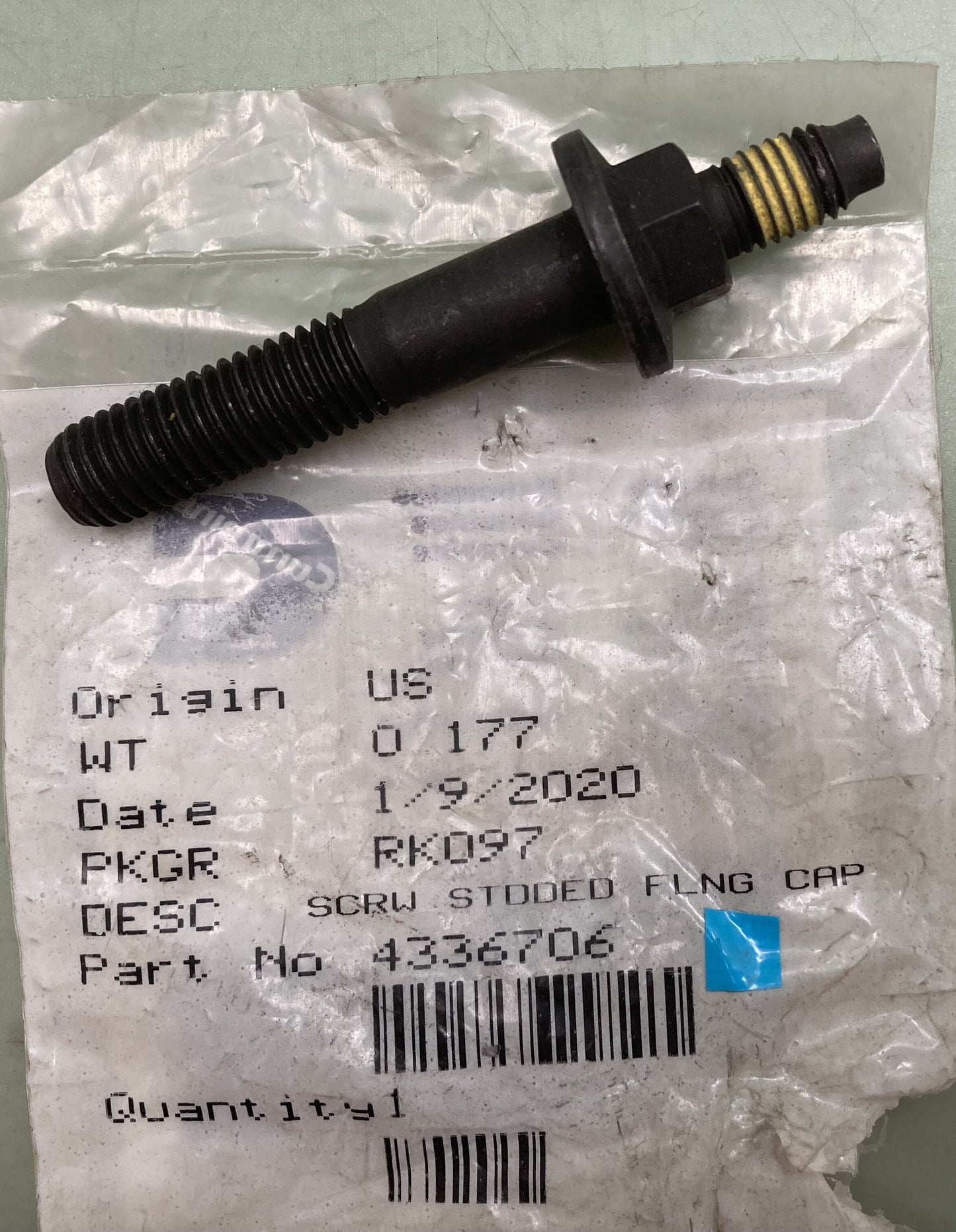 New Genuine Cummins 4336706 Screw, Studded Flange Cap