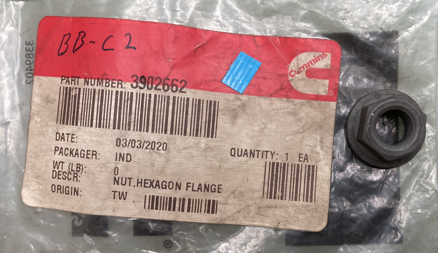 New Genuine Cummins 3902662 Nut, Hexagon Flange