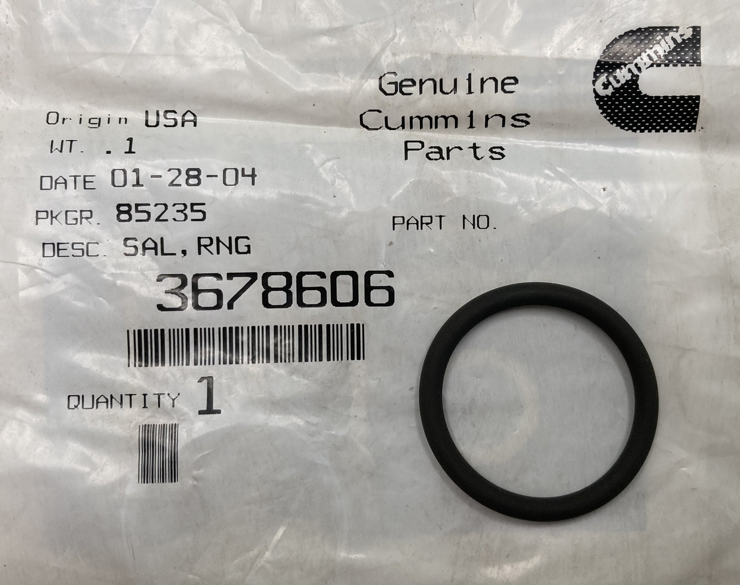 New Genuine Cummins 3678606 Seal, O Ring