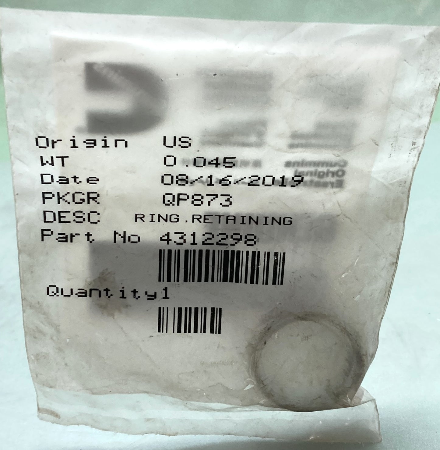 New Genuine Cummins 4312298 Retaining Ring