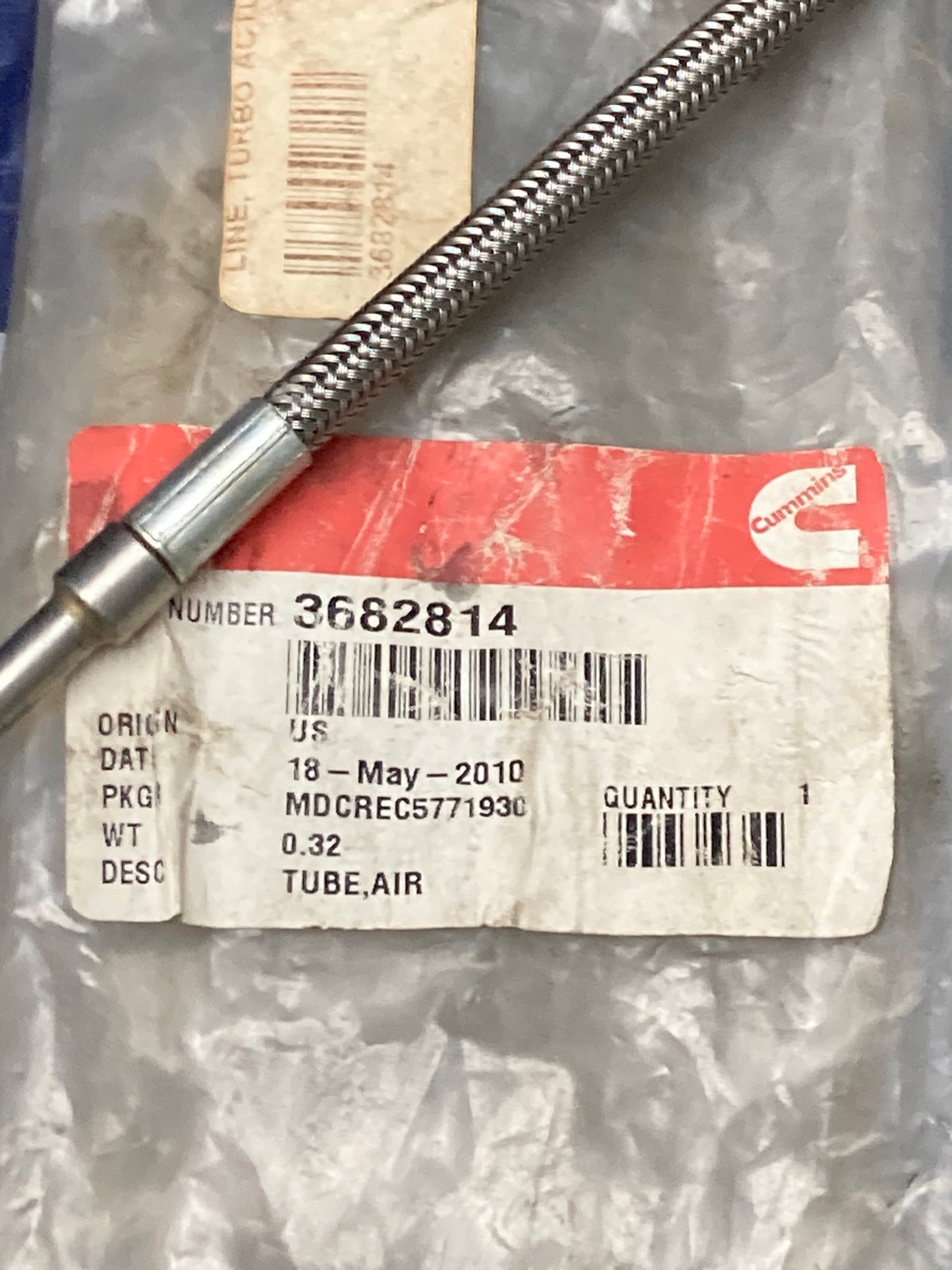 New Genuine Cummins 3682814 Air Tube