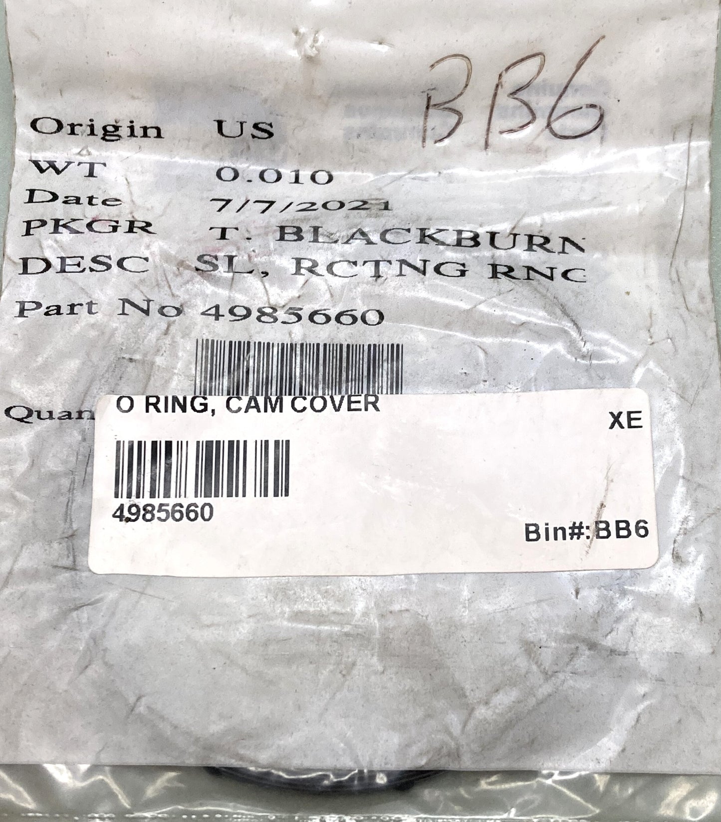 New Genuine Cummins 4985660 Cam Cover O Ring