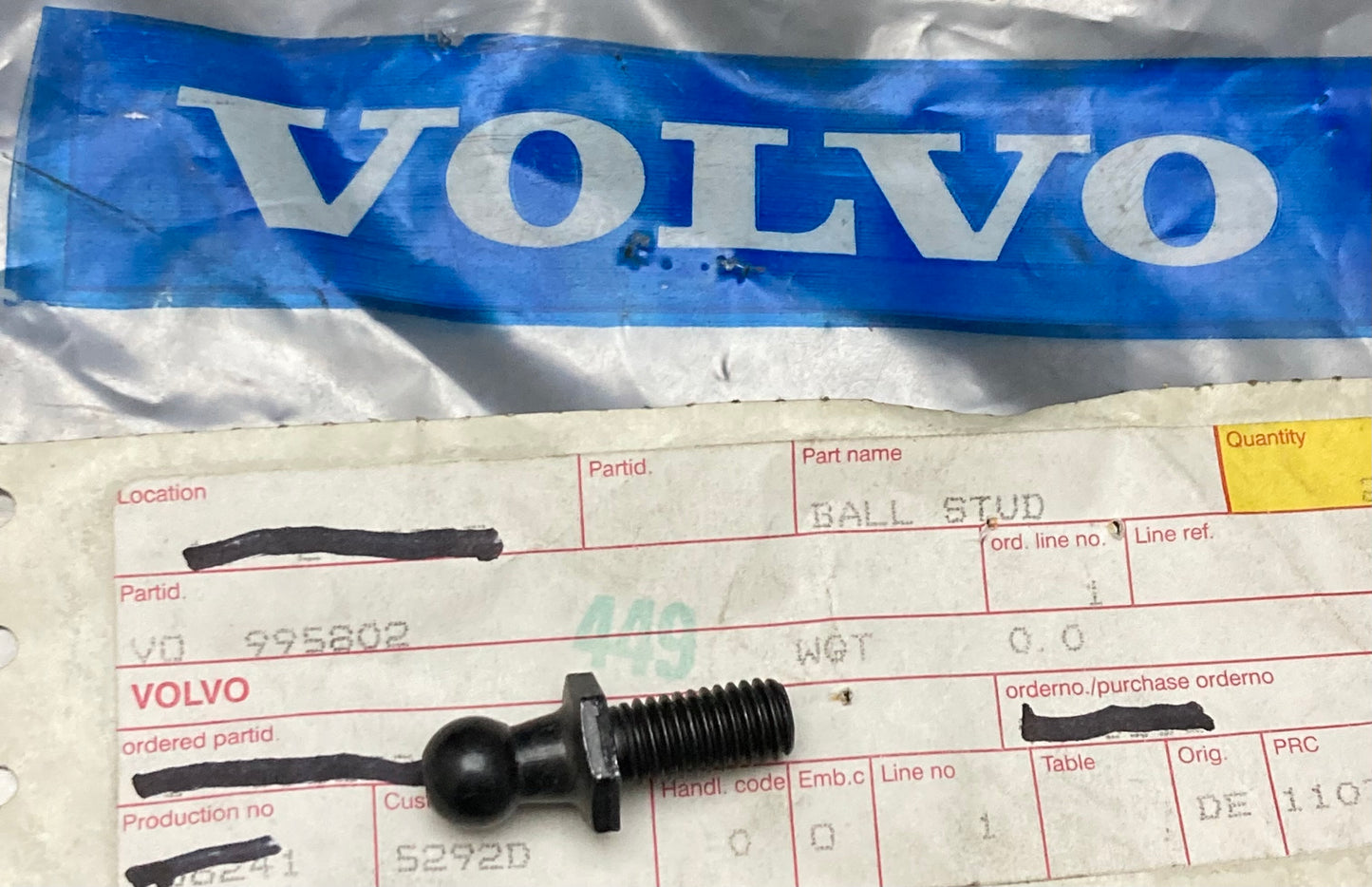 New Genuine Volvo 995802 Ball Stud