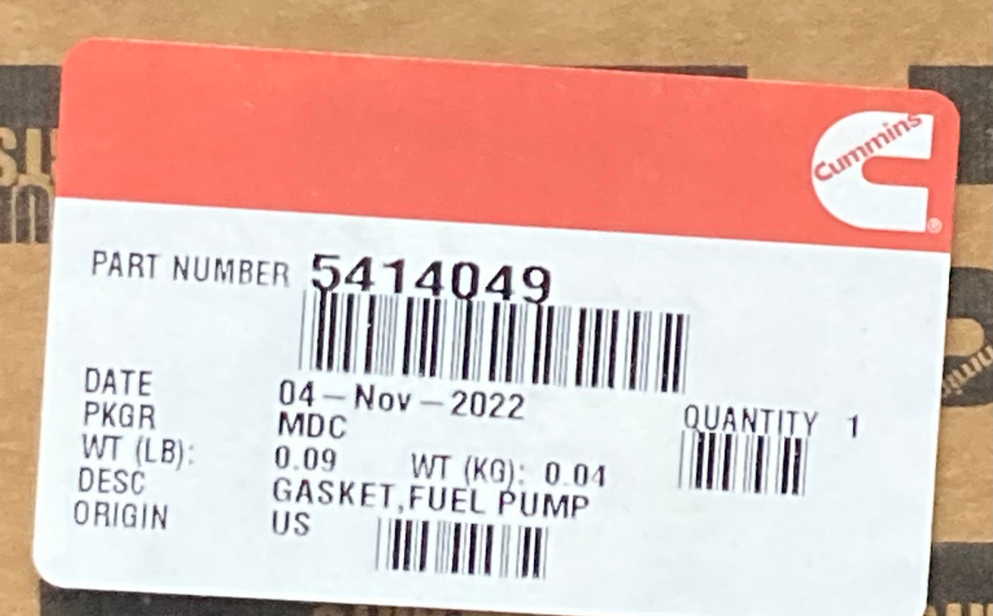 New Genuine Cummins 5414049 Fuel Pump Gasket