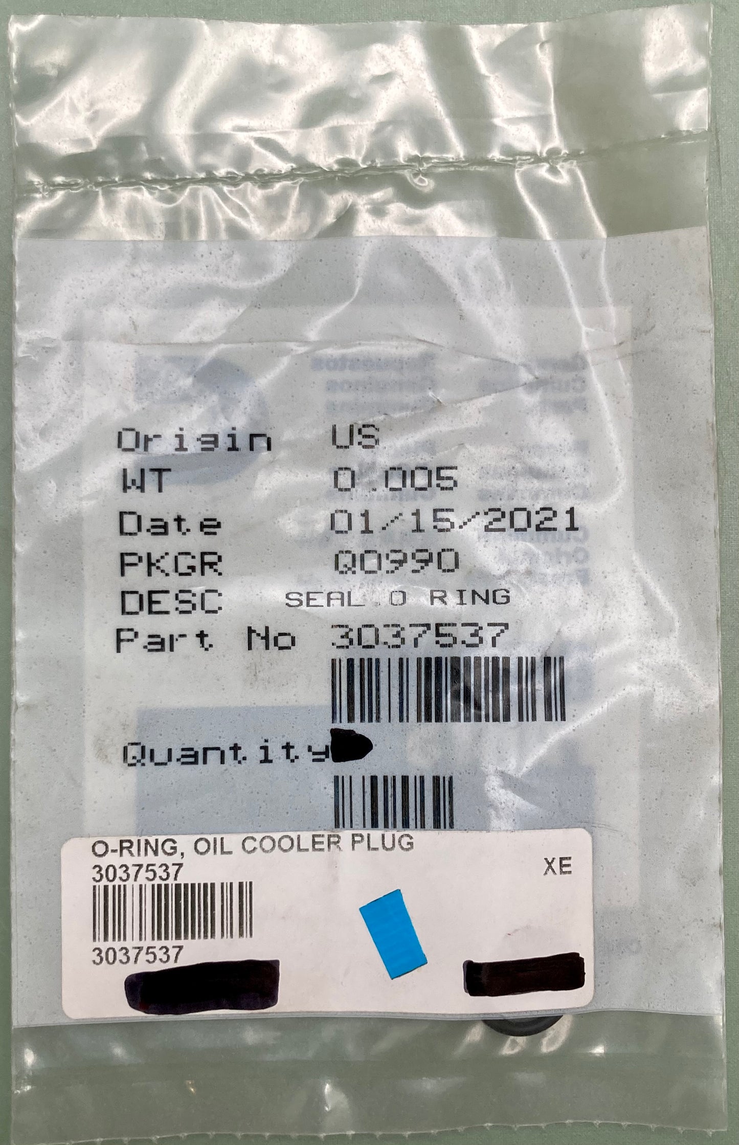 2 QTY New Genuine Cummins 3037537 Seal, O-Ring