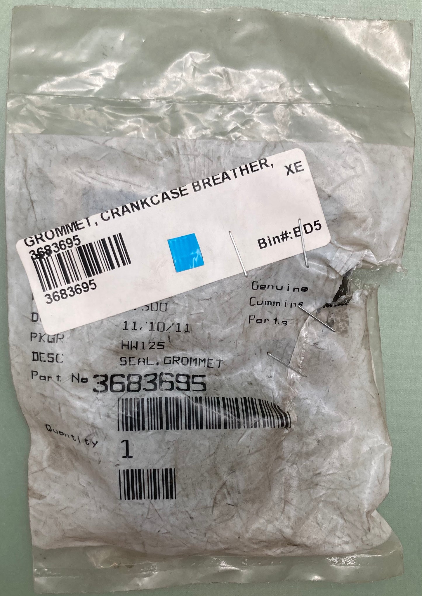 New Genuine Cummins 3683695 Seal, Grommet