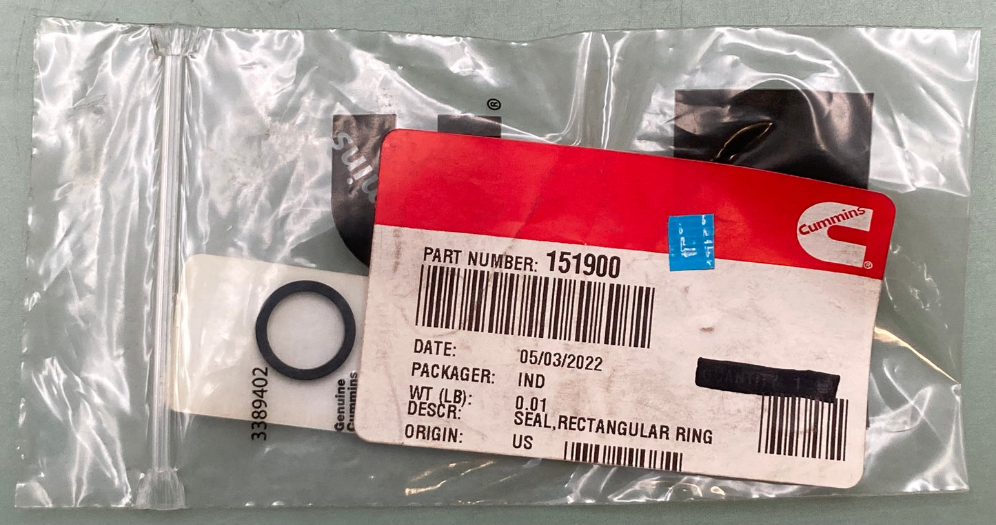 QTY 2 New Genuine Cummins 151900 Seal, Rectangular Ring