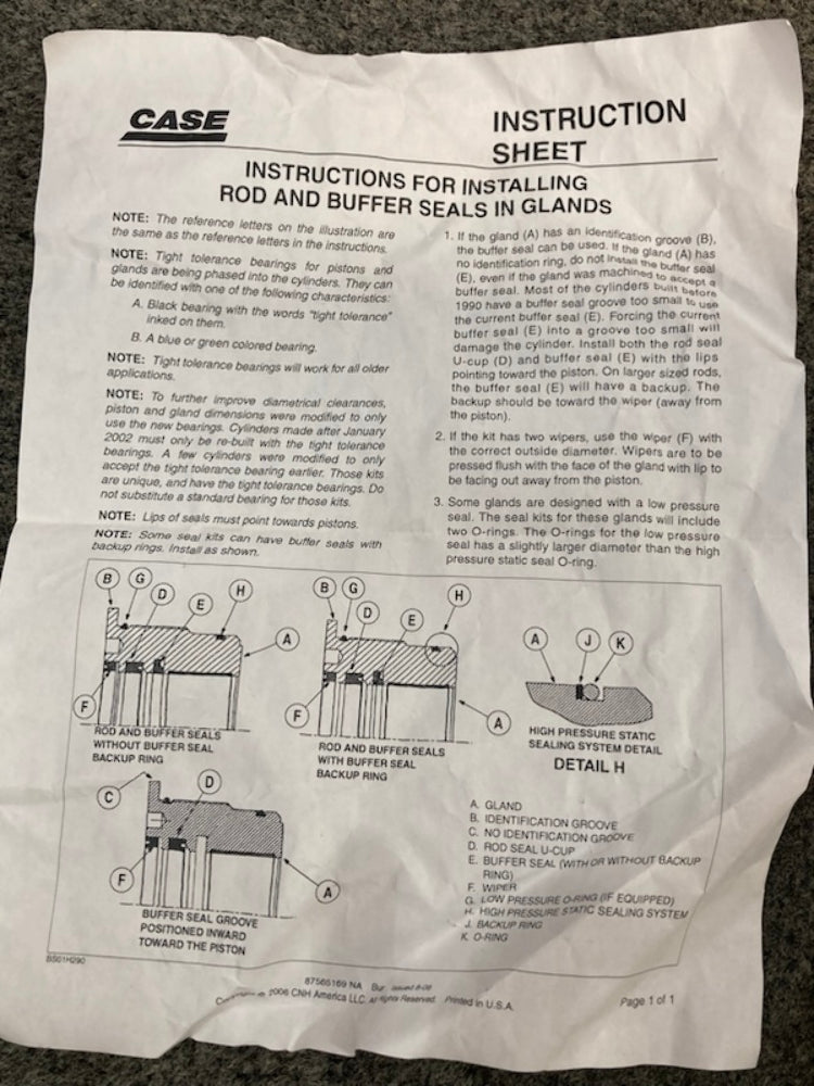 CNH Industrial 122535A1 Seal Kit New Genuine