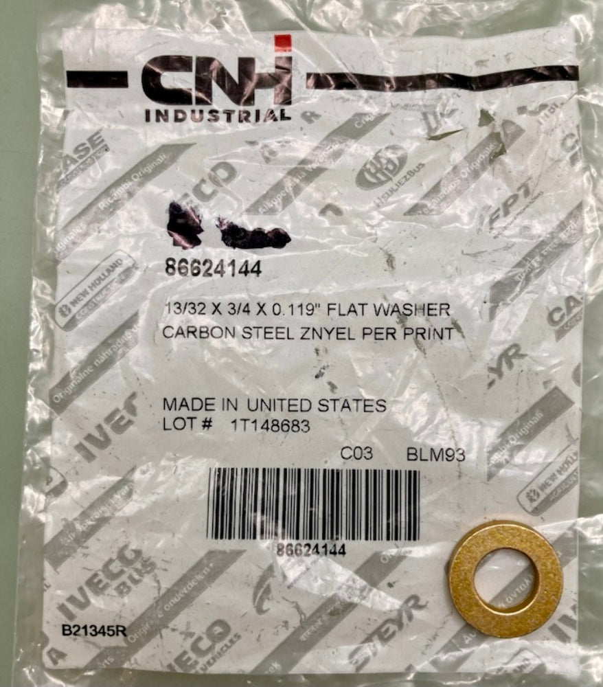 CNH Industrial 86624144 Flat Washer 13/32x3/4x0.119 New Genuine