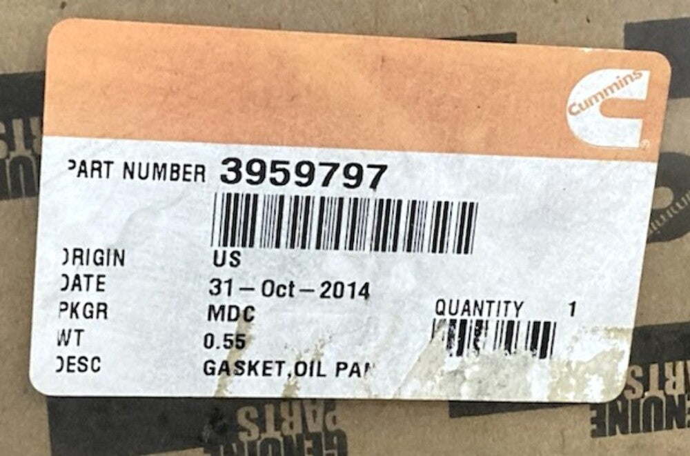 Cummins 3959797 Engine Oil Pan Gasket New Genuine