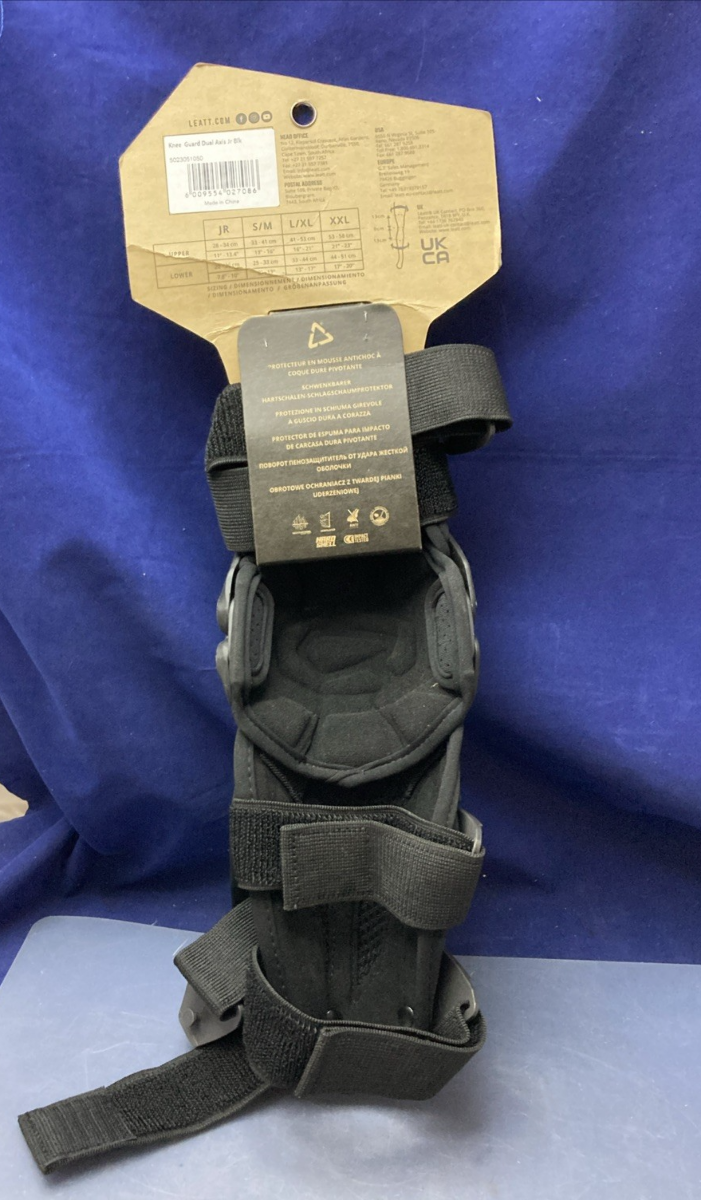 NEW GENUINE LEATT 5023051050 KNEE GUARD DUAL AXIS JR BLACK