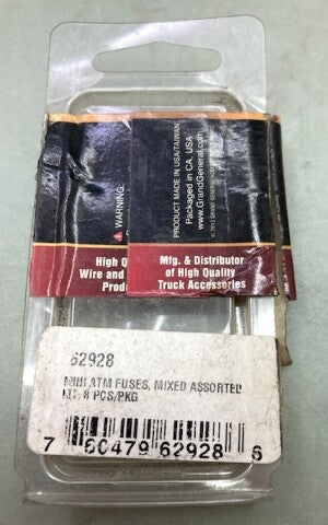 Pk. 6 Grand General 62928 Mini Atm Blade Fuse New Genuine