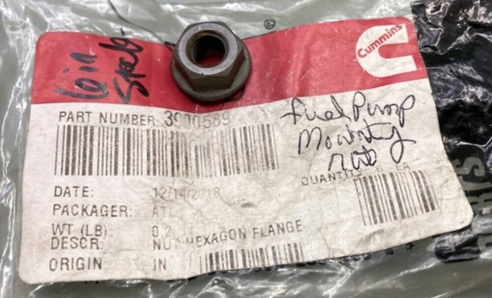 Cummins 3900589 Hexagon Flange Nut New Genuine