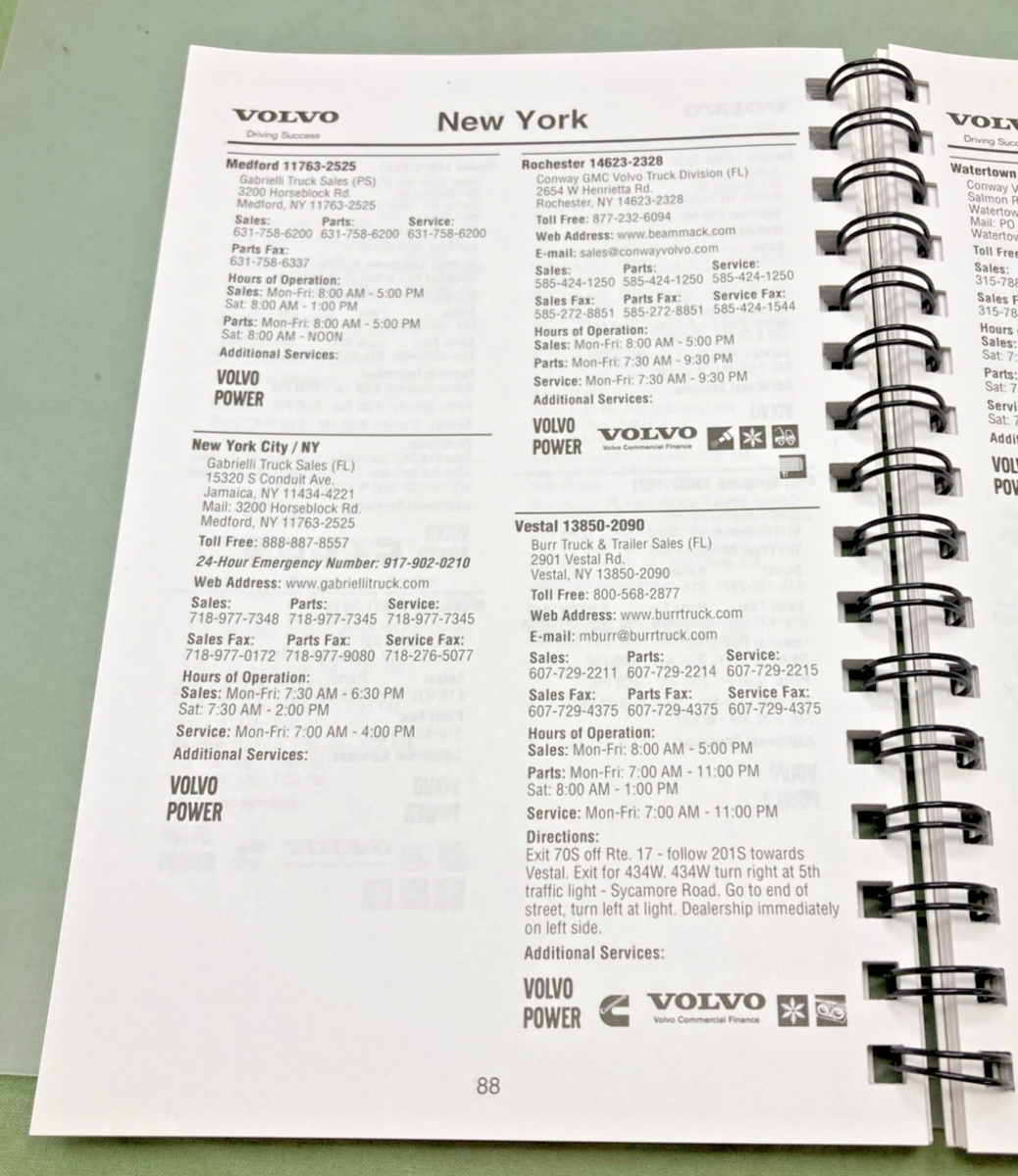 New Genuine Volvo PV835-829 North American Dealer & Leasing System Directory '06