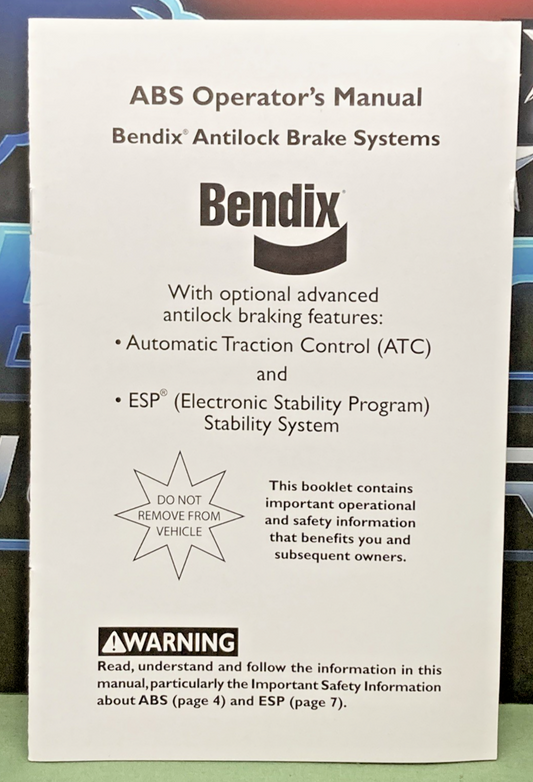 New Genuine Bendix BW2489 ABS Operators Manual