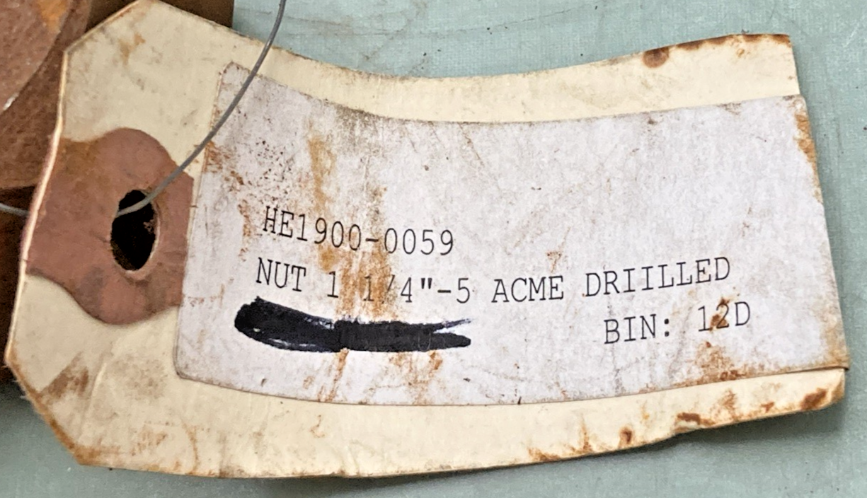 New Replaces Acme HE1900-0059 1 1/4" Drilled Nut