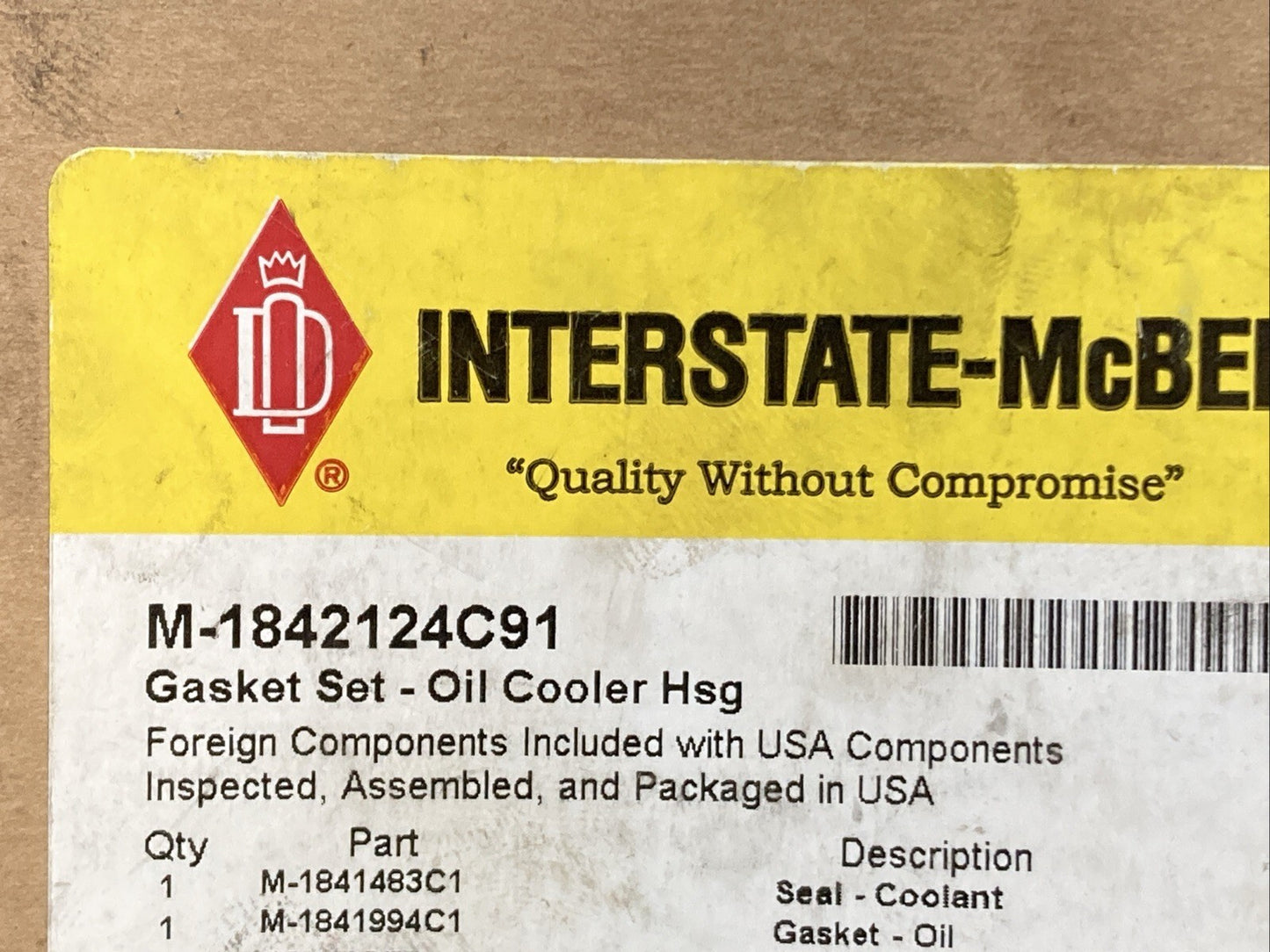 New Genuine Interstate-McBee M-1842124C91 Engine Oil Cooler Housing Gasket Set