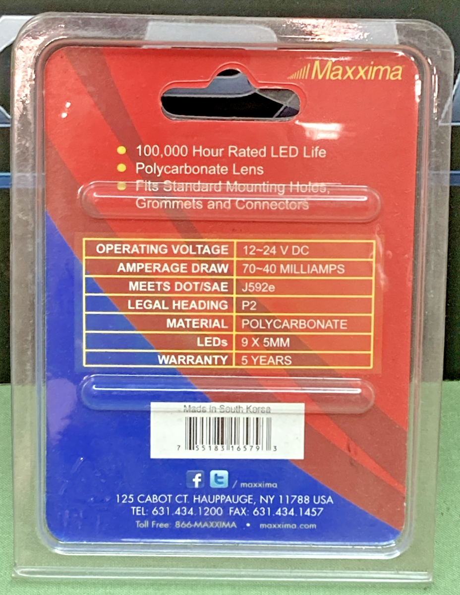 New Genuine Maxxima M09100Y-DV Clearance Marker Light Amber 2"