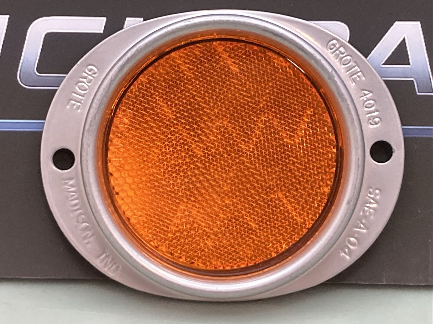 New Genuine Grote 40193 Armored Reflector Round, Amber, 4 11/16 in Overall Lg, 3
