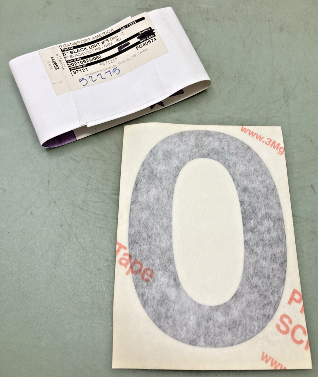 Qty 5 New Genuine Transport America FG40574 5" Black Vinyl Number 0