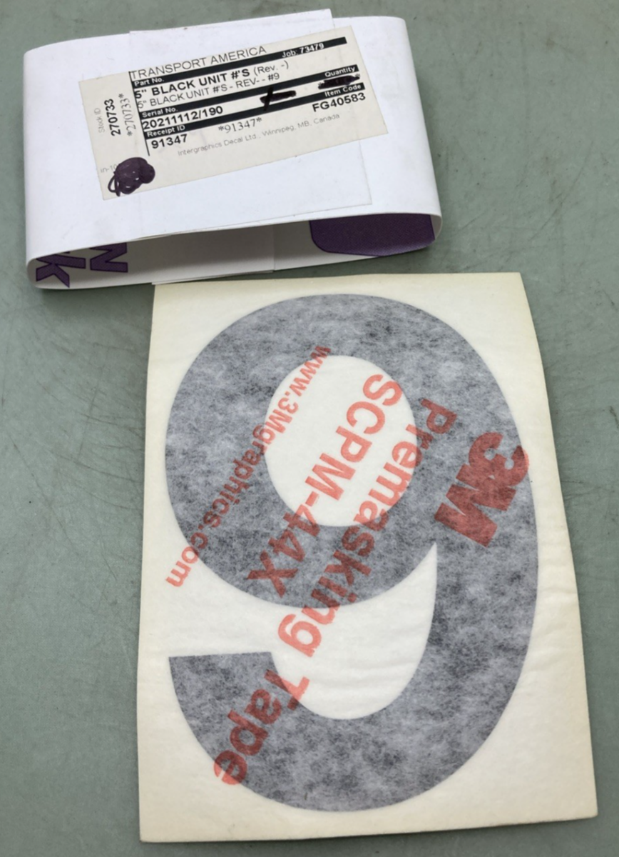 Qty 5 New Genuine Transport America FG40583 5" Black Vinyl Number 9