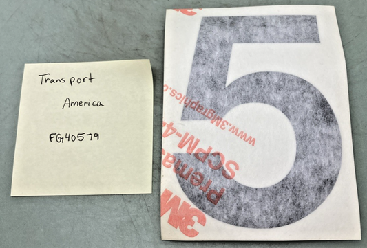 Qty 5 New Replaces Transport America FG40579 5" Black Vinyl Number 5