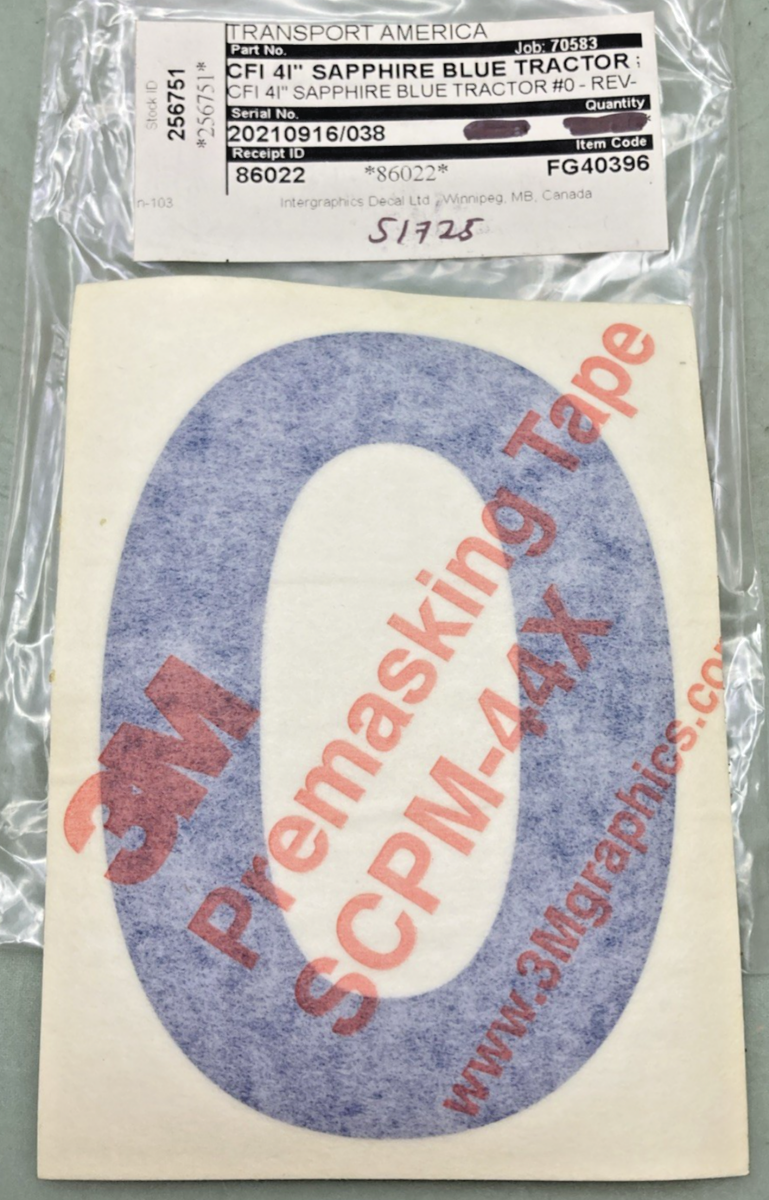 Qty 5 New Genuine Transport America FG40396 4" Blue Vinyl Number 0