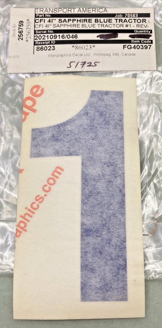 Qty 5 New Genuine Transport America FG40397 4" Blue Vinyl Number 1