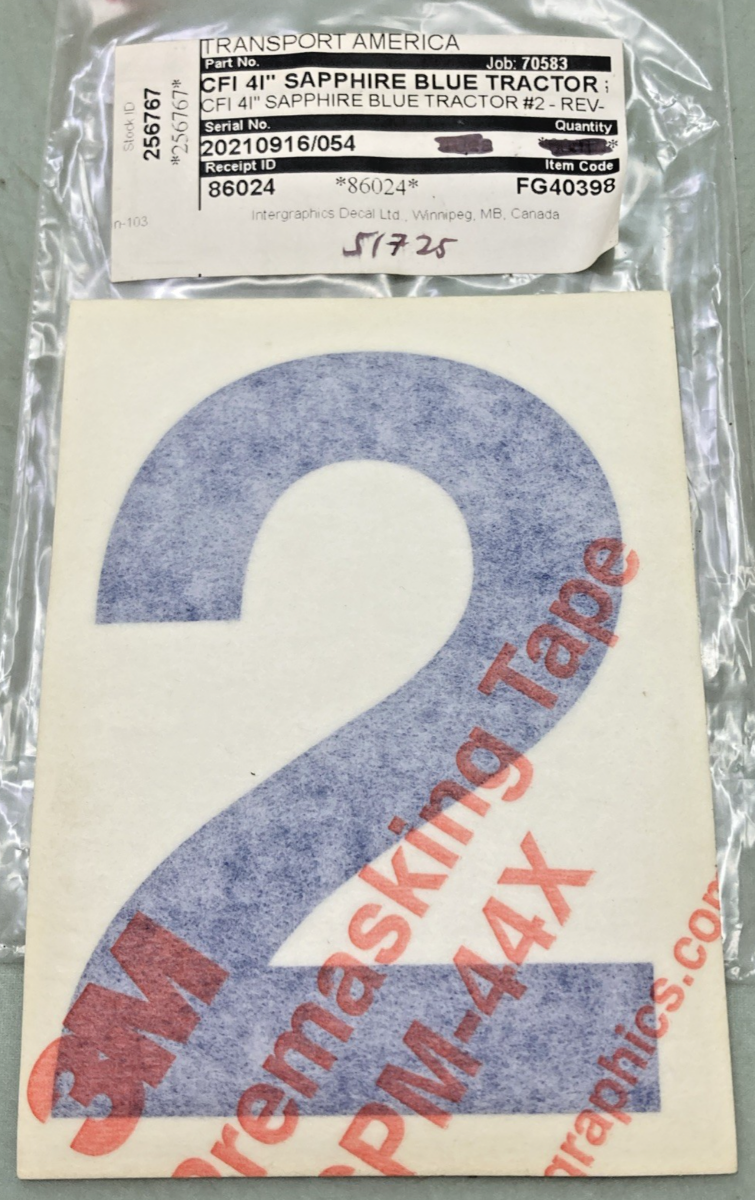 Qty 5 New Genuine Transport America FG40398 4" Blue Vinyl Number 2