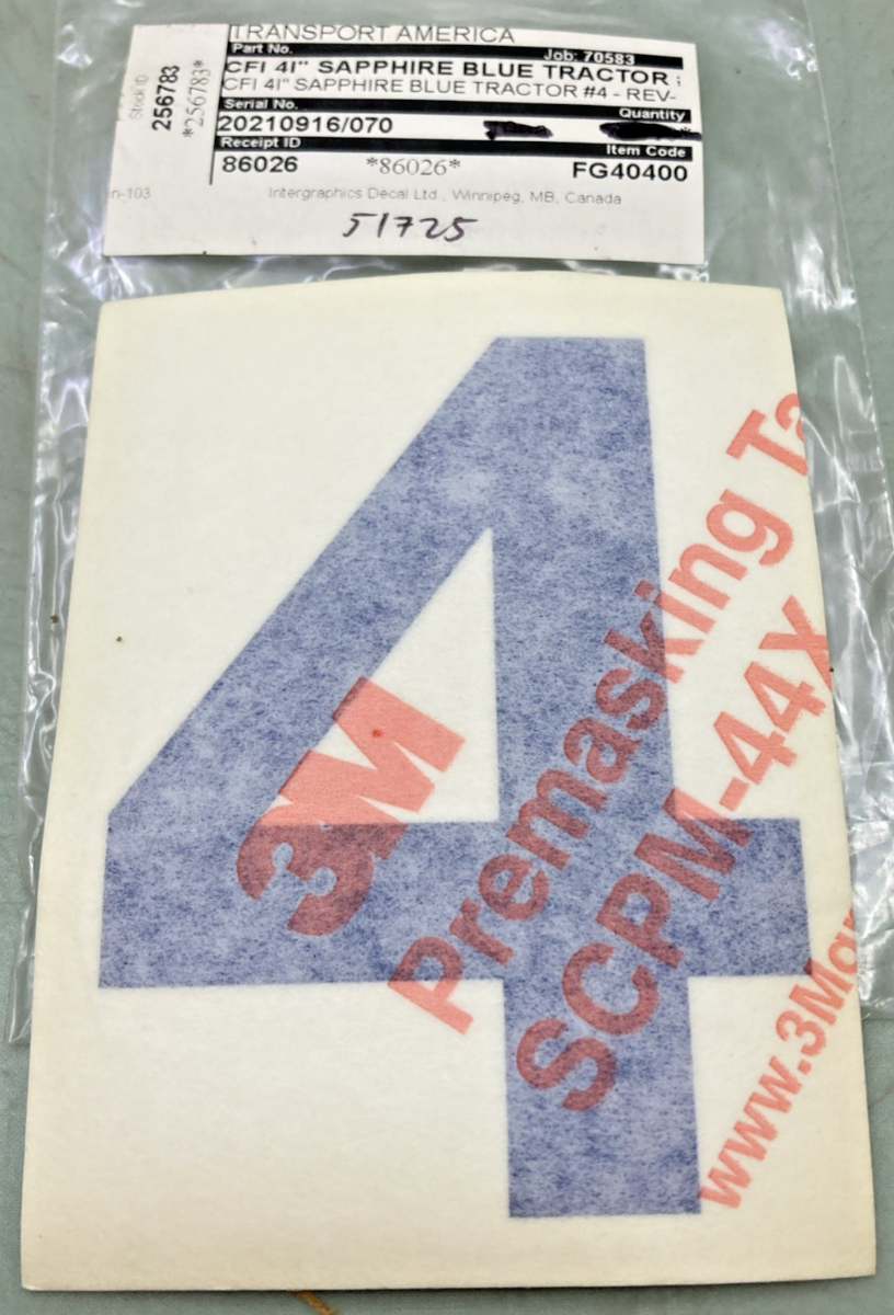 Qty 5 New Genuine Transport America FG40400 4" Blue Vinyl Number 4