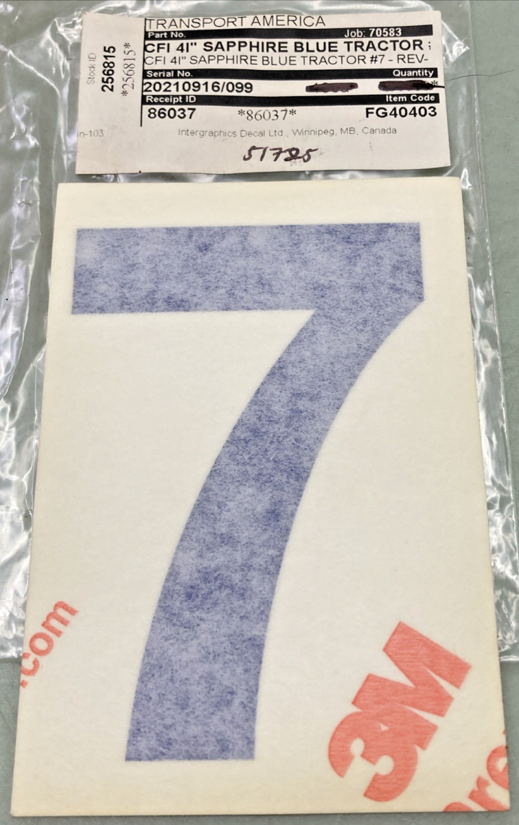 Qty 5 New Genuine Transport America FG40403 4" Blue Vinyl Number 7