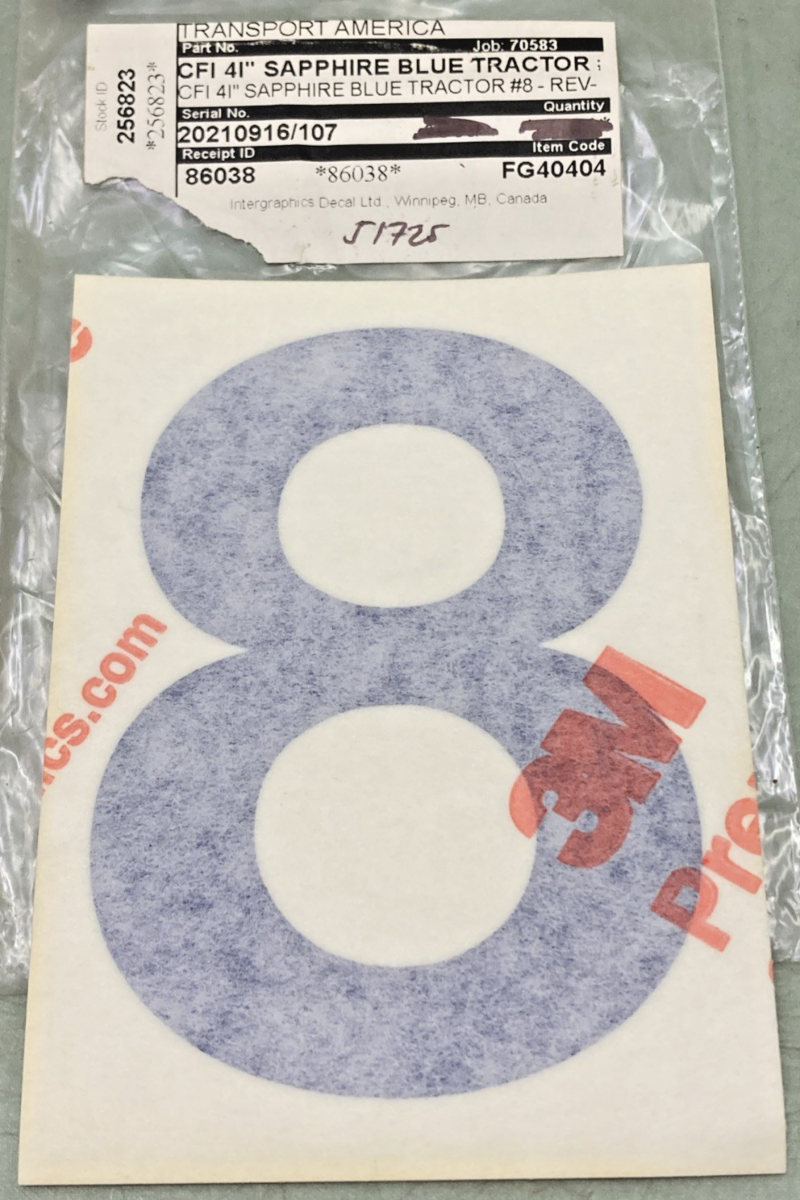 Qty 5 New Genuine Transport America FG40404 4" Blue Vinyl Number 8