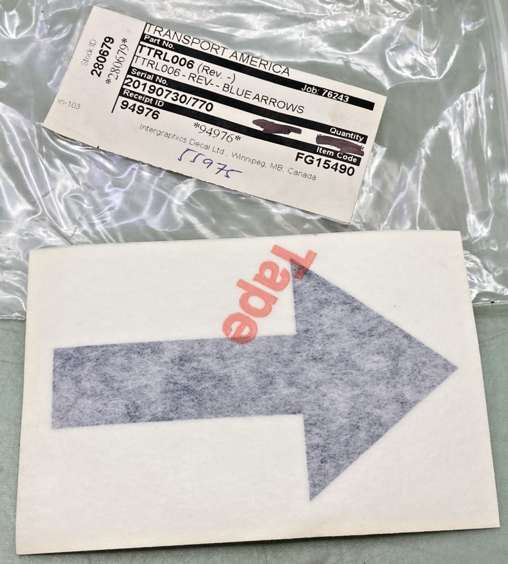 Qty 5 New Replaces Transport America FG15490 3.5" Blue Vinyl Arrow