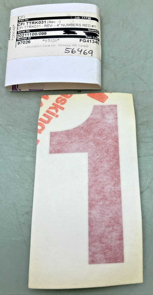 Qty 5 New Genuine Transport America FG41340 4" Red Vinyl Number 1