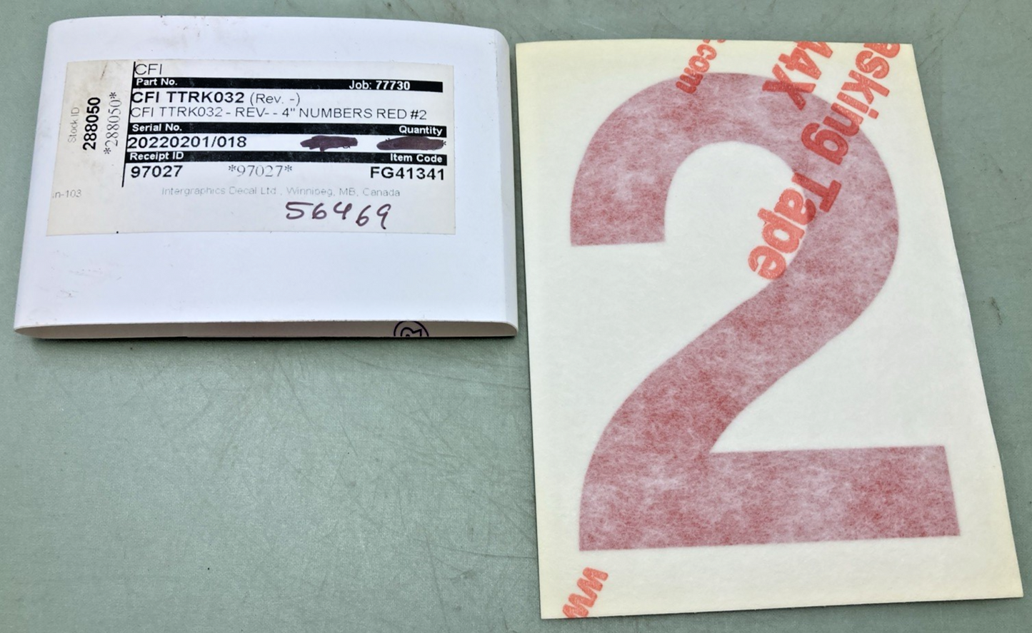 Qty 5 New Genuine Transport America FG41341 4" Red Vinyl Number 2