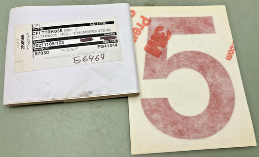 Qty 5 New Genuine Transport America FG41344 4" Red Vinyl Number 5