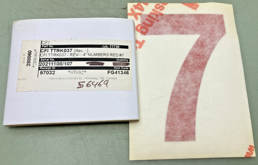 Qty 5 New Genuine Transport America FG41346 4" Red Vinyl Number 7