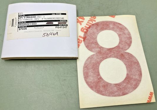 Qty 5 New Genuine Transport America FG41347 4" Red Vinyl Number 8