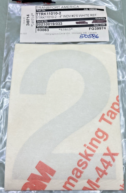 Qty 5 New Genuine Transport America FG39974 4" Silver Vinyl Number 2