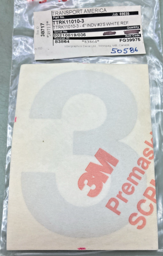 Qty 5 New Genuine Transport America FG39975 4" Silver Vinyl Number 3