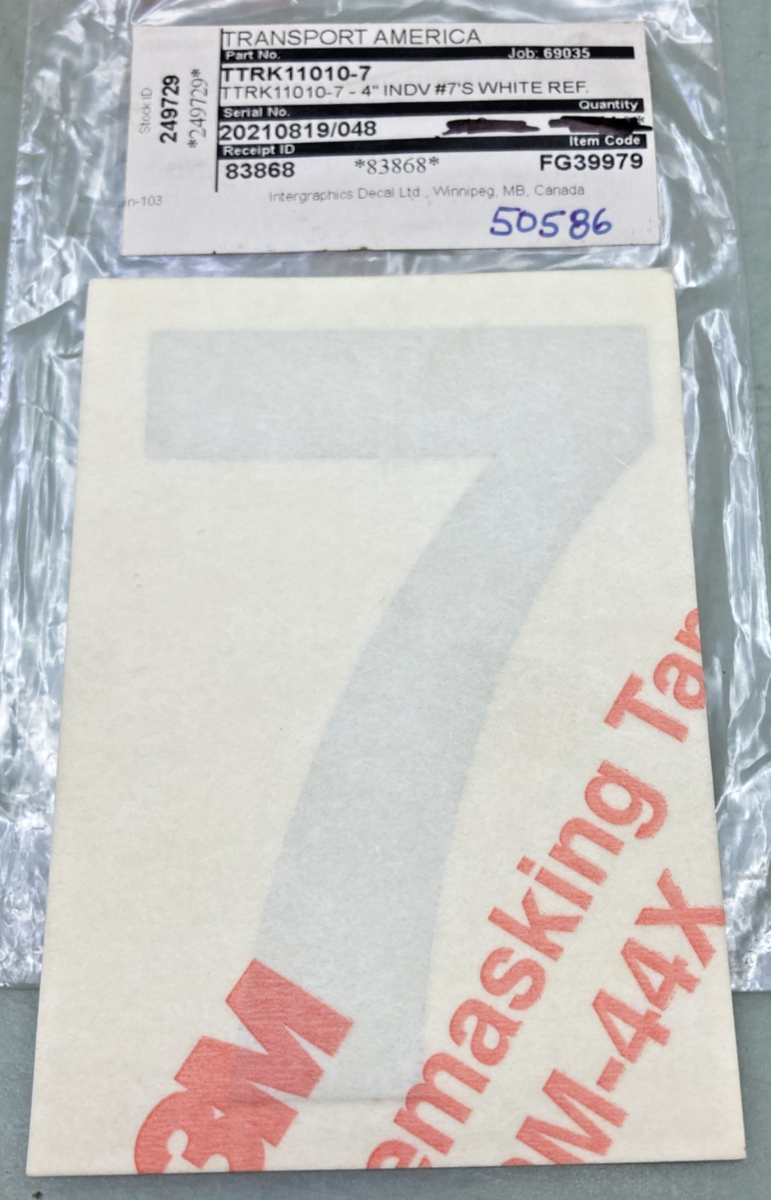 Qty 5 New Genuine Transport America FG39979 4" Silver Vinyl Number 7