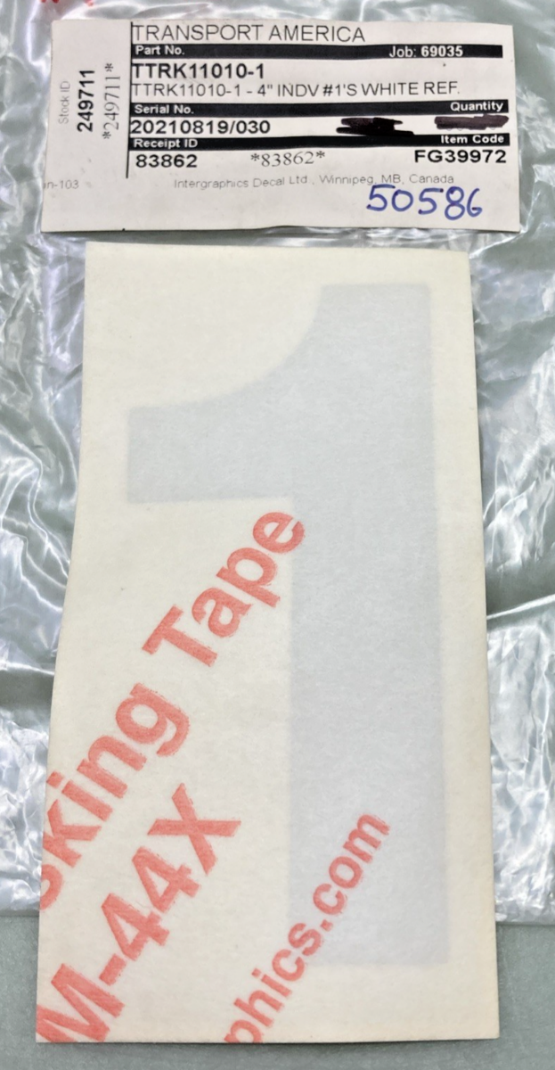 Qty 3 New Genuine Transport America FG39972 4" Silver Vinyl Number 1