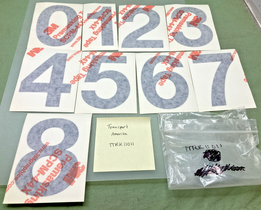 New Replaces Transport America TTRK11011 4" Black Vinyl Number Set 0-8