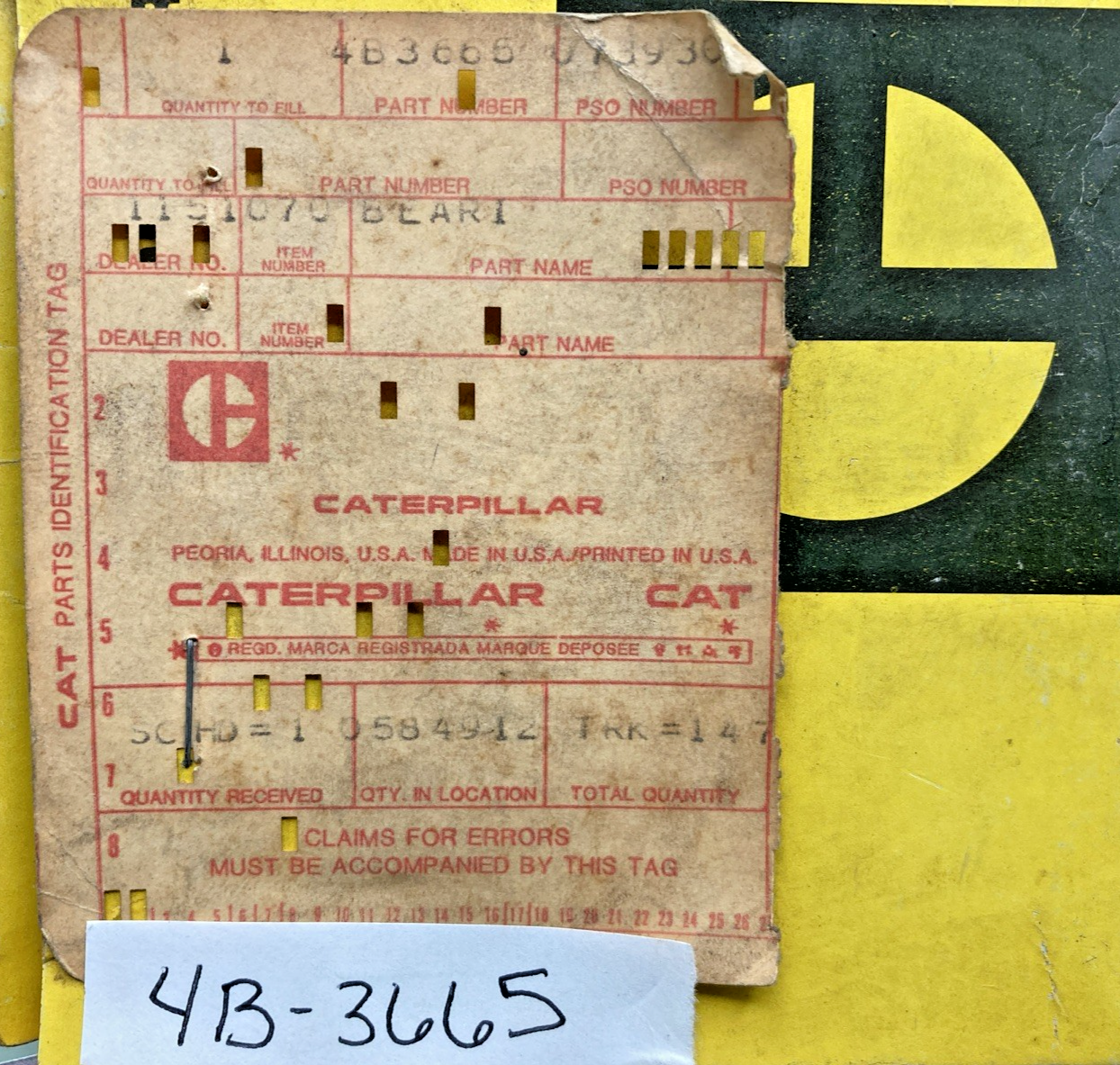 New Genuine Caterpillar 4B-3665 45mm Internal Diameter Single Row Ball Bearing