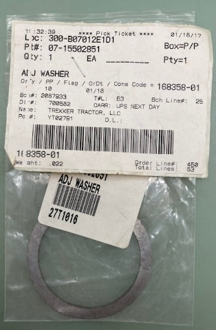 Trekker Tractor 07-15502851 ADJ Washer New Genuine
