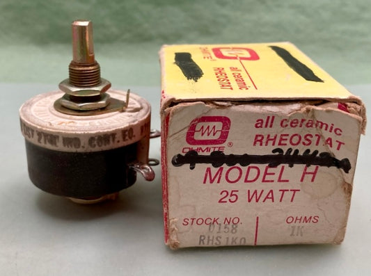 OHMITE RHS1K0 Model H 25 Watt All Ceramic Rheostat New Genuine