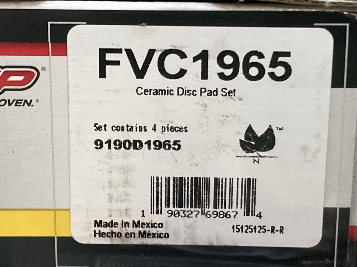 New Genuine FVP FVC1965 Ceramic Disc Brake Pad Set